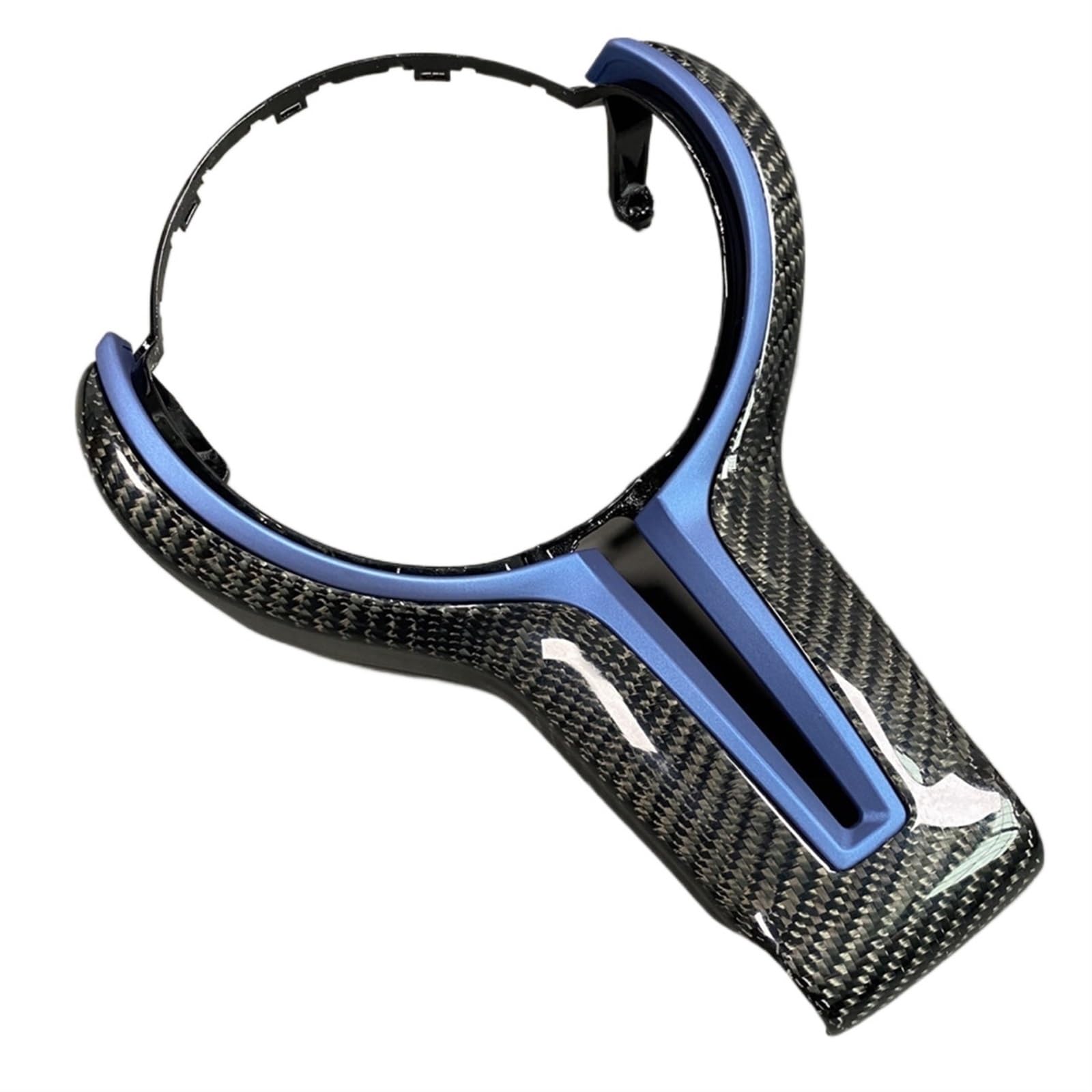 MKVAXR Ersetzte Lenkradverkleidung aus Kohlefaser, for, M2 F87 M3 F80 M4 F82 M5 F10 M6 F06 X5M X6M M-Sport F30 Verkleidung der Lenkradtasten(Style 7 Blue) von MKVAXR