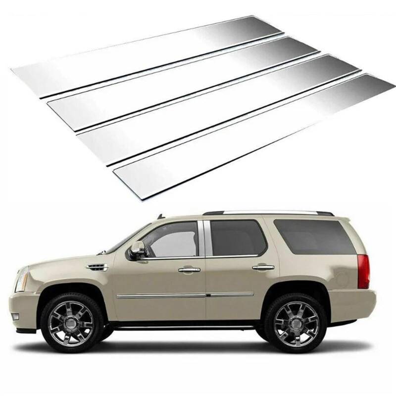 MKVAXR For Cadillac, for Escalade 2007 2008 2009–2013 2014, Chrom, silbrig, poliert, Säulenpfosten, Autofensterverkleidung, BC-Säulenaufkleber Windschutzscheiben-Säulen-Zierleiste von MKVAXR