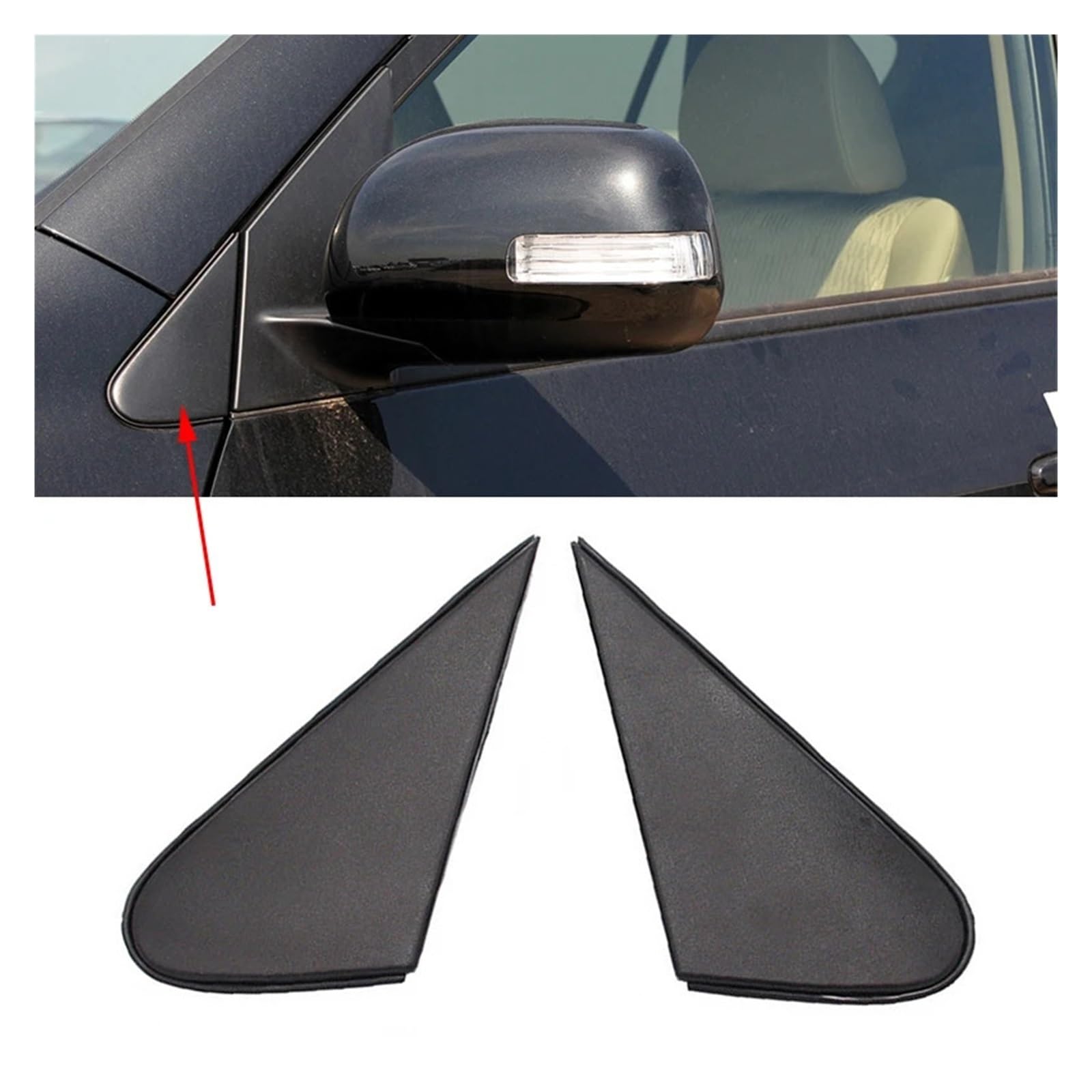 MKVAXR For TOYOTA, for RAV4, for RAV4 2009 2010 2011 2012, Dreieckige Zierleiste for Seitentür des Auto-Rückspiegels, Eckverkleidung Rückspiegelkappe(Left and right) von MKVAXR