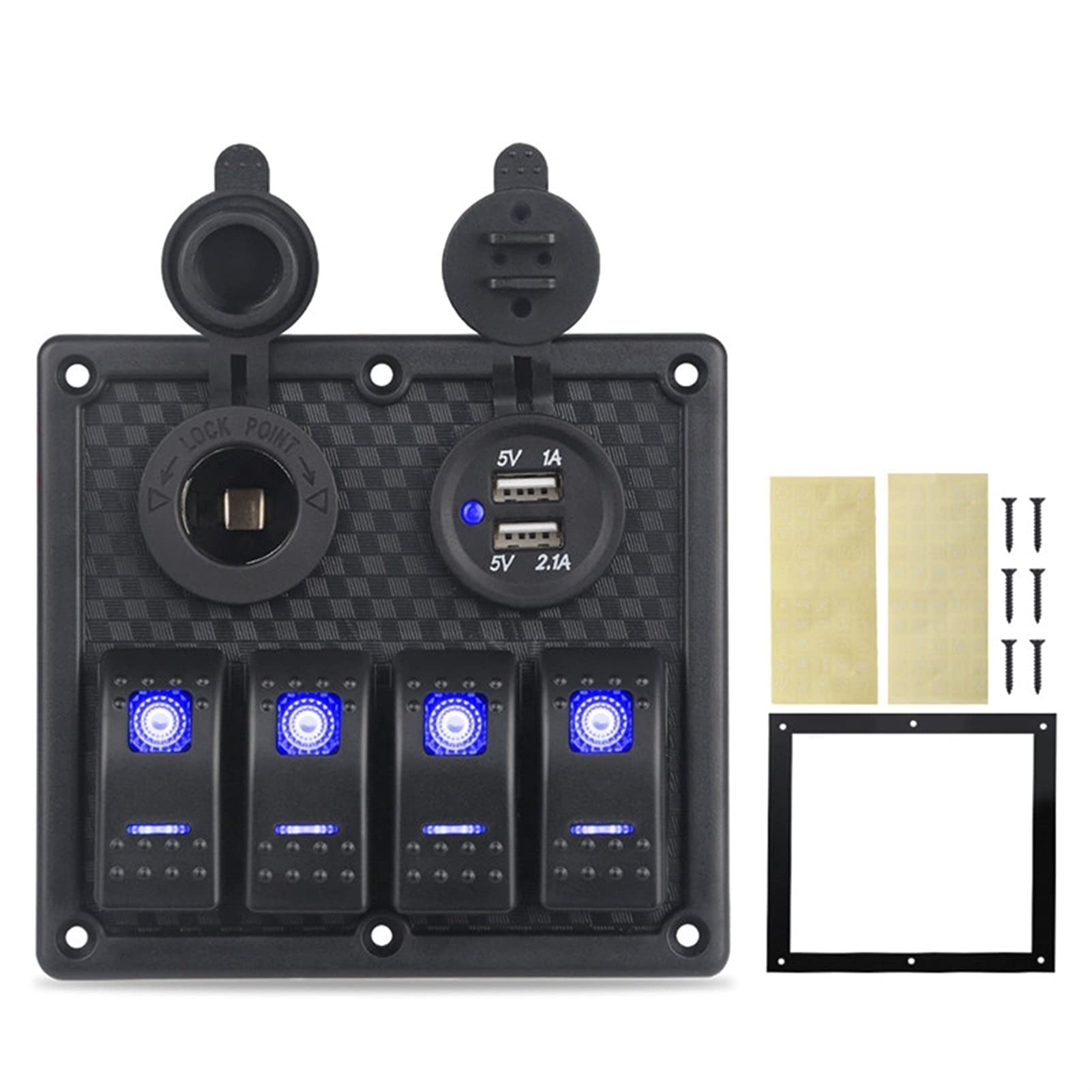 MKVAXR Herorider Boot Wippschalter Panel Dual USB Ladegerät Zigarettenanzünder, for Auto Schalter Panel Schalter USB Marine Schalter Panel(Blue) von MKVAXR