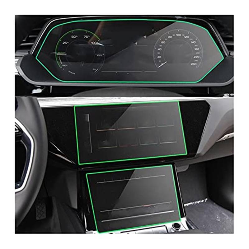 MKVAXR Instrumenten-Displayschutzfolie for E-tron 2018 2019 2020 2021, Auto-LCD-Bildschirm, gehärtetes Glas, Navigation, Armaturenbrett, Schutzfolie, gehärtetes Glas Displayschutzfolie fürs Auto(BLACK von MKVAXR