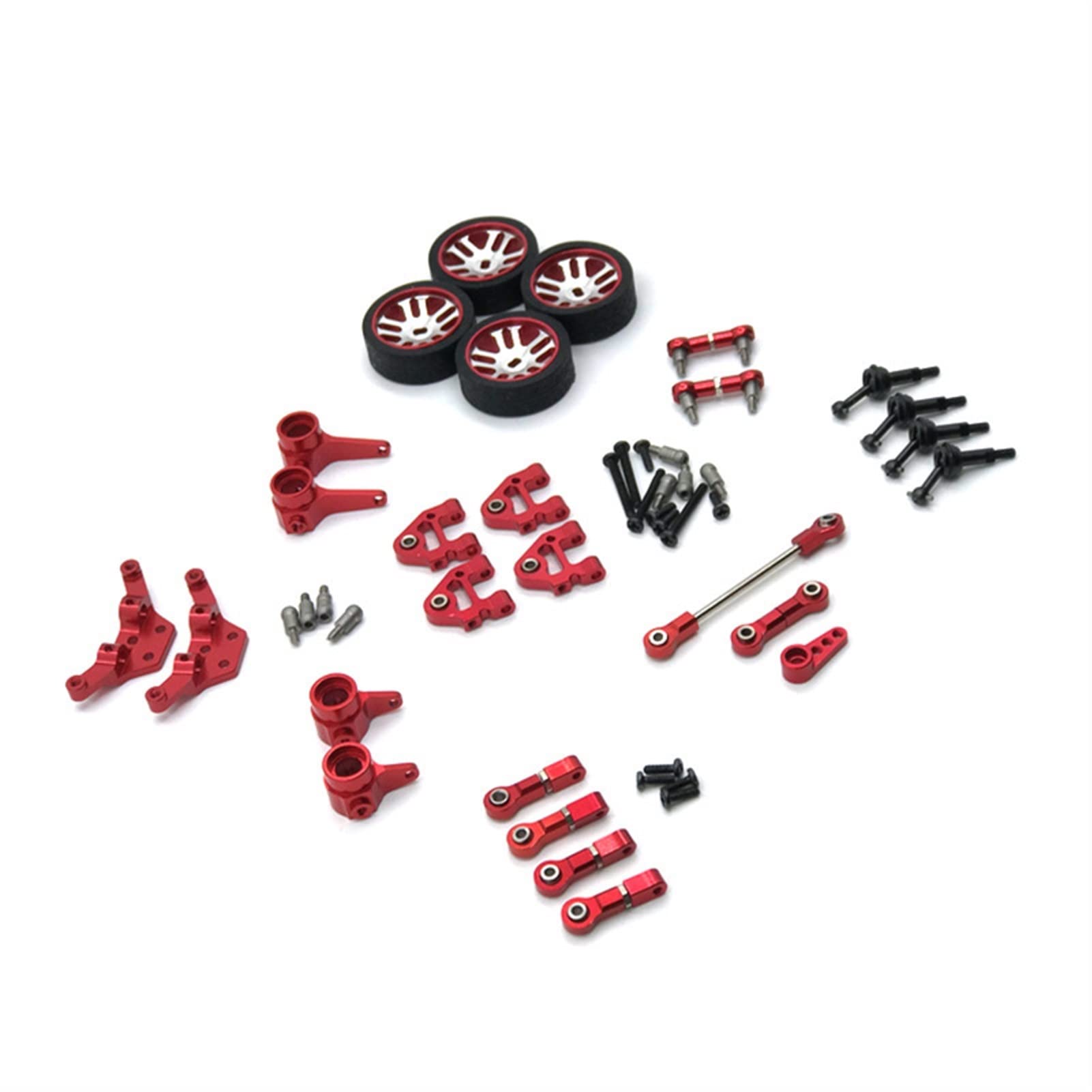 MKVAXR Metall-Upgrade-Teile-Modifikationssatz, einschließlich Lenkgetriebe, Räder usw., for WLtoys, Auto 1/28 284131 K979 K989 K999 RC-Aufhängungsdomstrebe(Red) von MKVAXR