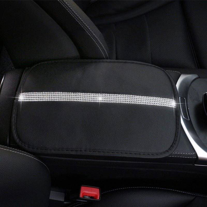 MKVAXR Strass Kristall Dekor Auto Schalthebelbezug Taillenstütze Nackenkissen Radabdeckung Kristall Diamant Auto Dekor Zubehör Set Dekorplatte für Lüftungsschlitze(Armrest pad) von MKVAXR