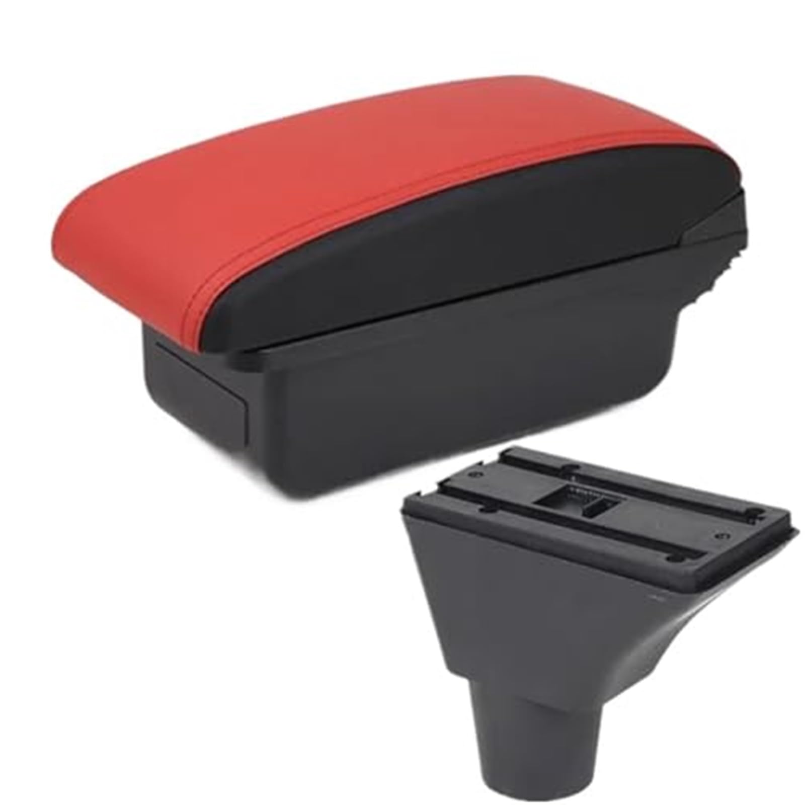 MKVAXR for Citroen, C3 C4 Armlehne Box Mittelkonsole Zentrale Aufbewahrungsbox Getränkehalter Zubehör USB-Lade Autozubehör Auto-Armlehnen-Konsolenbox(Black A5 Red Black No USB) von MKVAXR