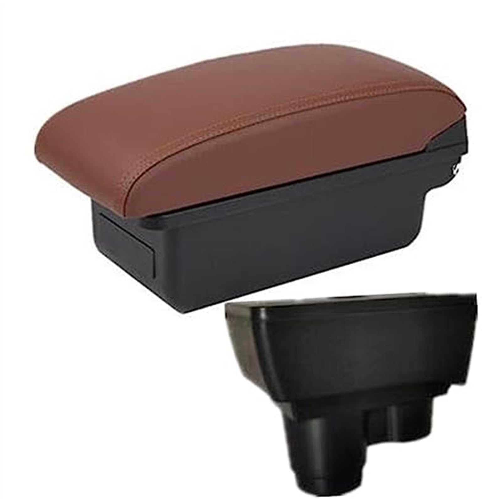 MKVAXR for Dacia, for Duster 2019–2022, Auto-Armlehnenbox, Auto-Armlehnen-Mittelkonsolen-Aufbewahrungsbox mit USB-Zubehör Auto-Armlehnen-Konsolenbox(Black A Brown No USB) von MKVAXR