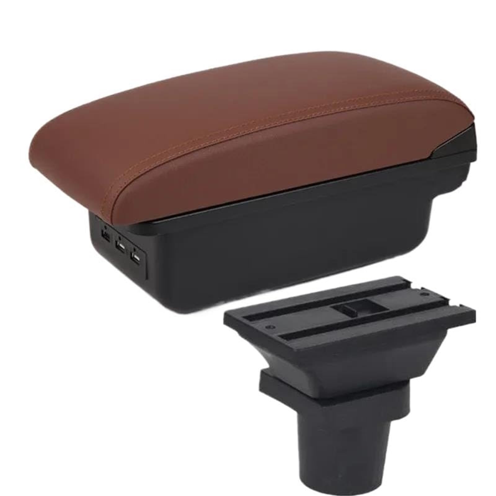 MKVAXR for Kia, for Picanto Auto Armlehnenbox Mittelkonsole Zentrale Aufbewahrungsbox Innenzubehör Autozubehör Auto-Armlehnen-Konsolenbox(Black B6 Brown 3usb) von MKVAXR