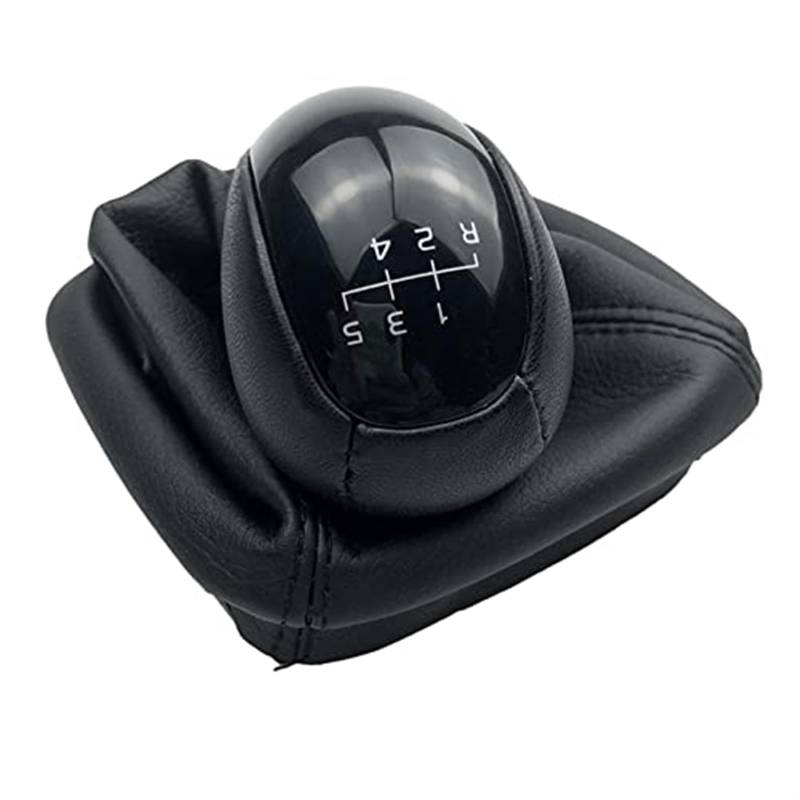 MKVAXR for Mercedes-Benz, W168 A-Klasse 1997–2004, schwarzes Leder, Schaltknauf, Hebel, Gamasche, Kofferraum-Abdeckung, Kragen Auto-Schaltknauf(Black 5 Speed R12345) von MKVAXR