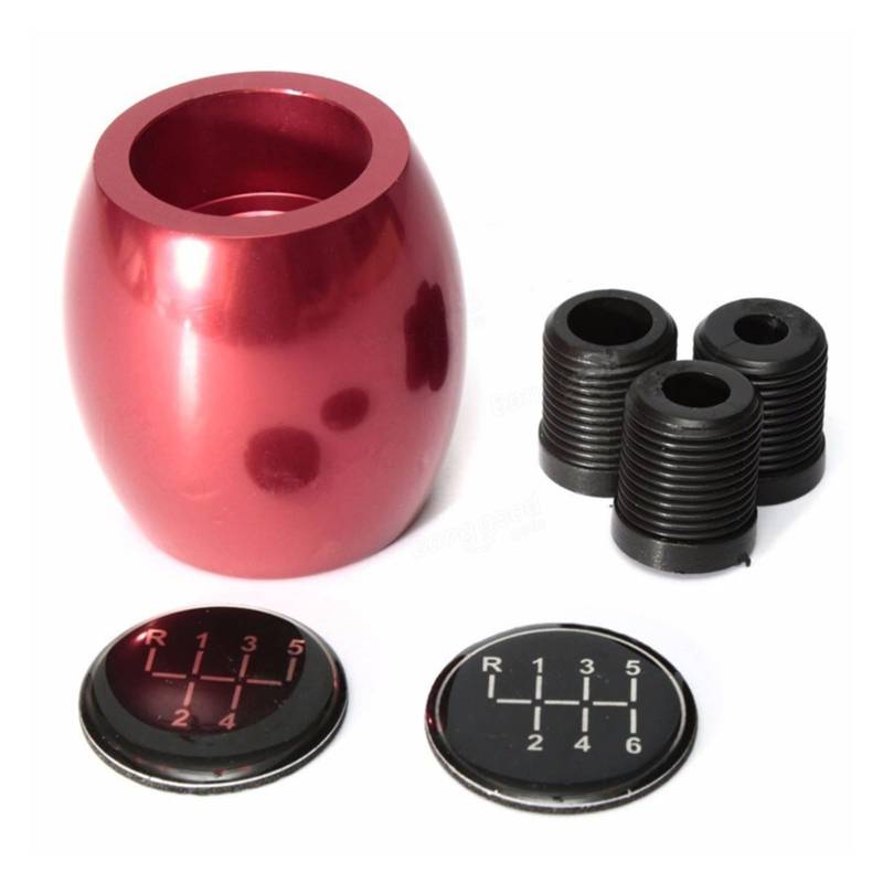 MKVAXR for VW, for Golf, for Lada, for Kia, Schwarz Silber Rot Blau Universal MT Schaltknauf Hebel Stick Kopf Ball Auto-Styling Auto-Schaltknauf(Red) von MKVAXR