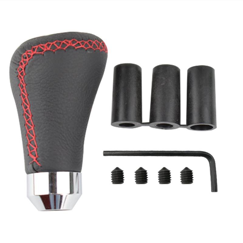 Schalthebelknauf, MKVAXR Universal 5 Gang Manuelle Leder Rot Stich Auto Schalthebel Schaltknauf Shifter Hebel Stift Ersatz Gearstick Auto Innen Teile von MKVAXR