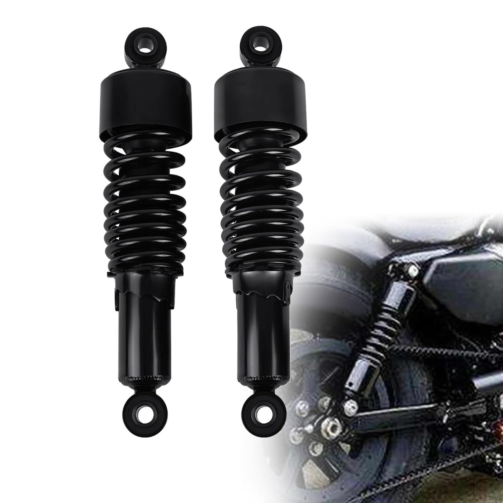 2Pcs Motorrad 267mm Hinten Stoßdämpfer Einstellbare Schocks Frühling Für H&arley Sportster 883 Iron XL883N 2009-2012 2010 2011 Schwarz 10,5 Zoll Motorrad von MKYOKO