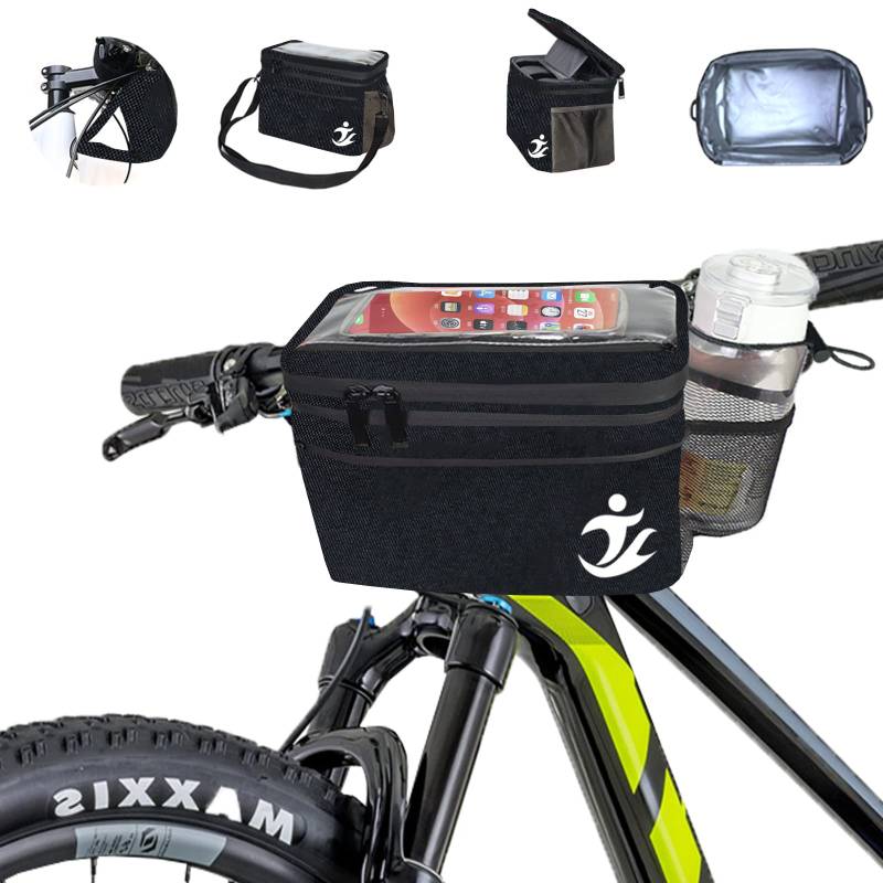 Lenkertasche Fahrrad, 5L Isoliertasche, lunchtasche , Kühltasche,Fahrradtasche Vorne, Fahrradkorb, Wasserdicht Handyhalterung Fahrrad, Fahrrad Lenkradtasche mit Touchscreen und abnehmbar Schultergurt von MKYRLX