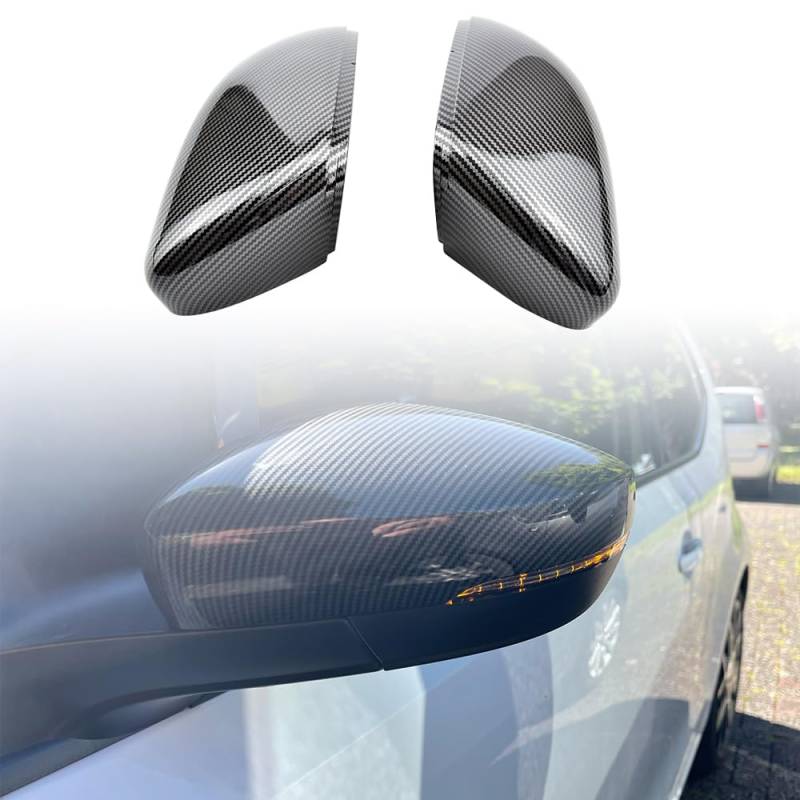 MKptopia 2 Stück Ersatzdeckel Seitenflügel Rückspiegel Abdeckung kompatibel mit VW Golf 6 VI MK6 GTI R line R20 kompatibel mit Tou-Ran Carbon Fiber von MKptopia