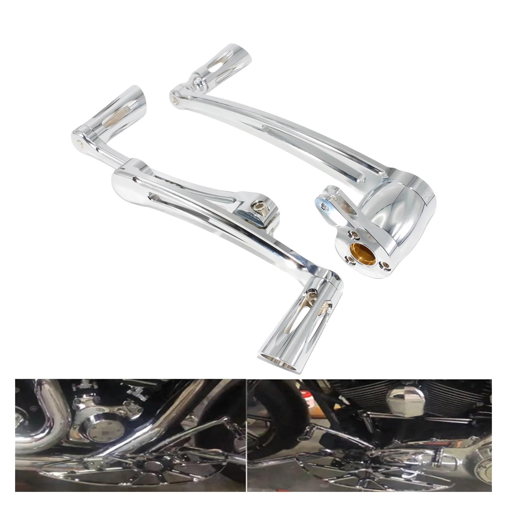 Motorrad Schalthebel Pedal Motorräder Bremsarm Kit Schalthebel Schaltrasten Chrom Für H&Arley Touring Road King Street Glide Ultra FLHTK 14-Up von MLIOJU