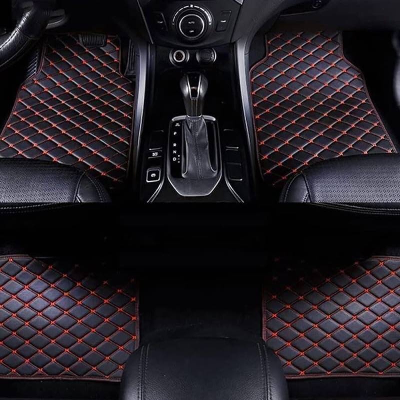 4Stück Leder Auto Fußmatten für AAA, Allwetter rutschfeste wasserdichte Auto Set Accesorios,B Black Red von MLLAS