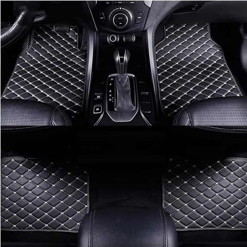 4Stück Leder Auto Fußmatten für Benz GLA 180 200 220 2013 2014 2015 2016 2017 2018 2019, Allwetter rutschfeste wasserdichte Auto Set Accesorios,C Black White von MLLAS