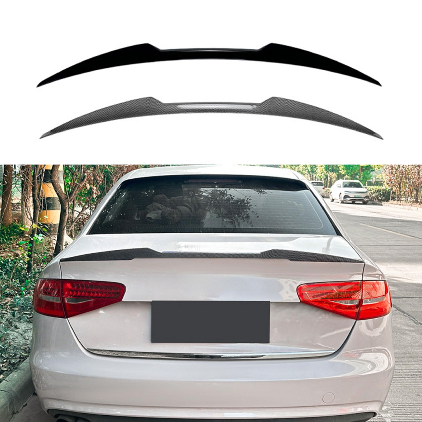 Auto Heckspoiler Spoiler für Audi A4 S4 B8 M4 2009-2016, Heckspoiler Flügel Kofferraumdeckel Spoiler Kratzfeste Auto Dekoration Zubehör,B Carbon Fiber von MLLAS