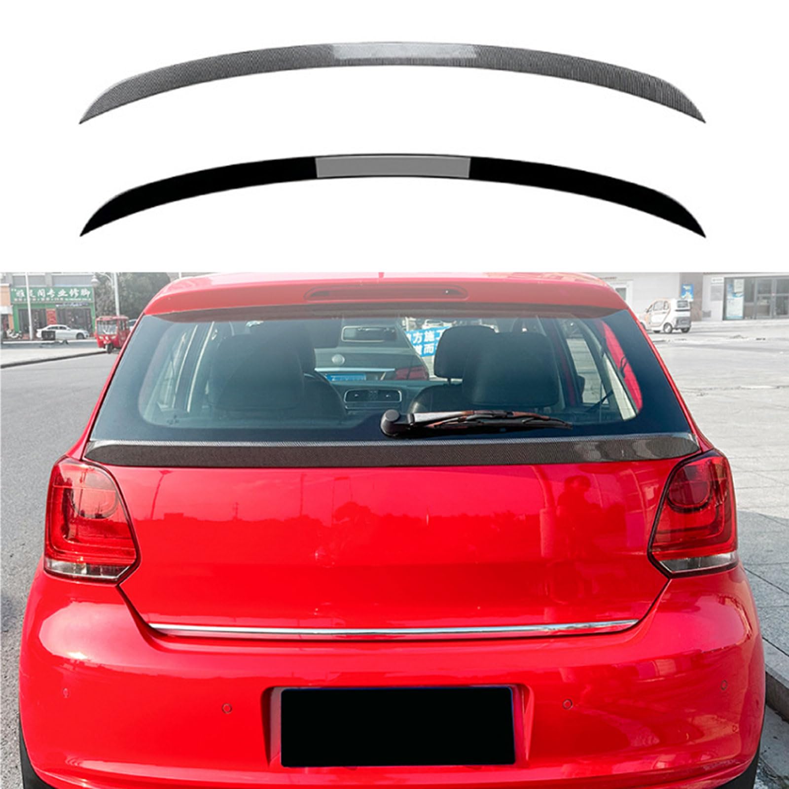 Auto Heckspoiler Spoiler für VW Polo 6R 6C 2009-2017, Heckspoiler Flügel Kofferraumdeckel Spoiler Kratzfeste Auto Dekoration Zubehör,A Bright Black von MLLAS