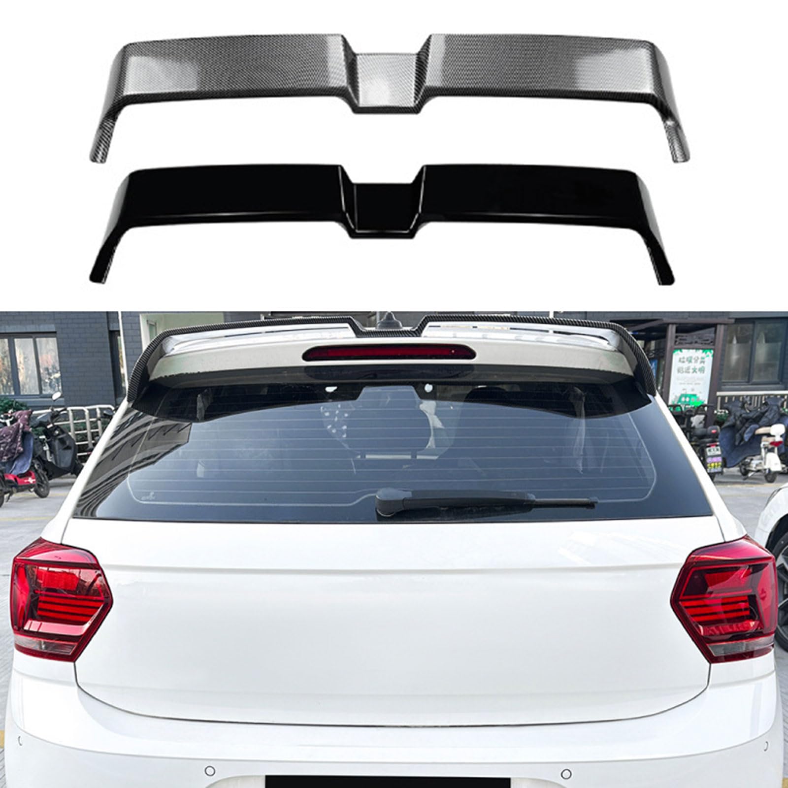 Auto Heckspoiler Spoiler für VW Polo MK6 2019+, Heckspoiler Flügel Kofferraumdeckel Spoiler Kratzfeste Auto Dekoration Zubehör,B Carbon Fiber von MLLAS