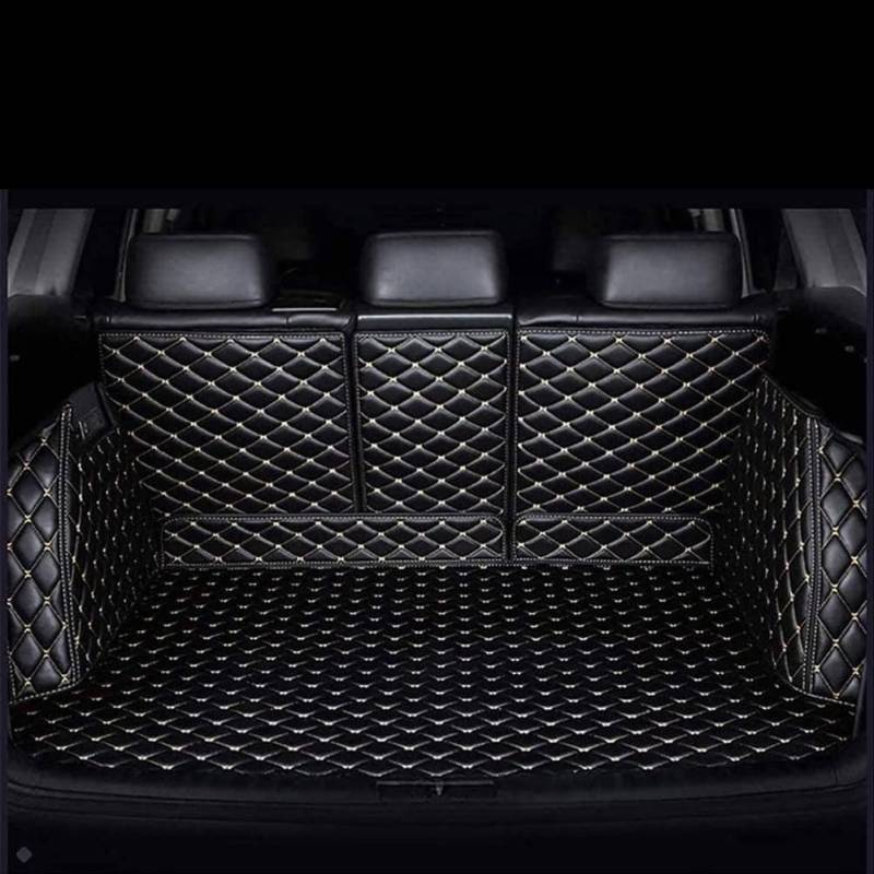 Leder Auto Kofferraummatte für Audi A4 B9 Avant/Kombi 2015-2024, Kofferraumwanne wasserdichte rutschfeste All Inclusive Schutzmatten Kofferraum Zubehör,C/Black~Beige von MLLHNB