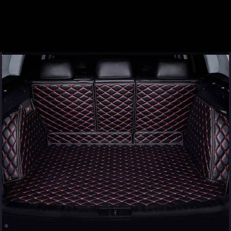 Leder Auto Kofferraummatte für Nissan X-Trail III (T33) 2022-2024, Kofferraumwanne wasserdichte rutschfeste All Inclusive Schutzmatten Kofferraum Zubehör,B/Black~Red von MLLHNB
