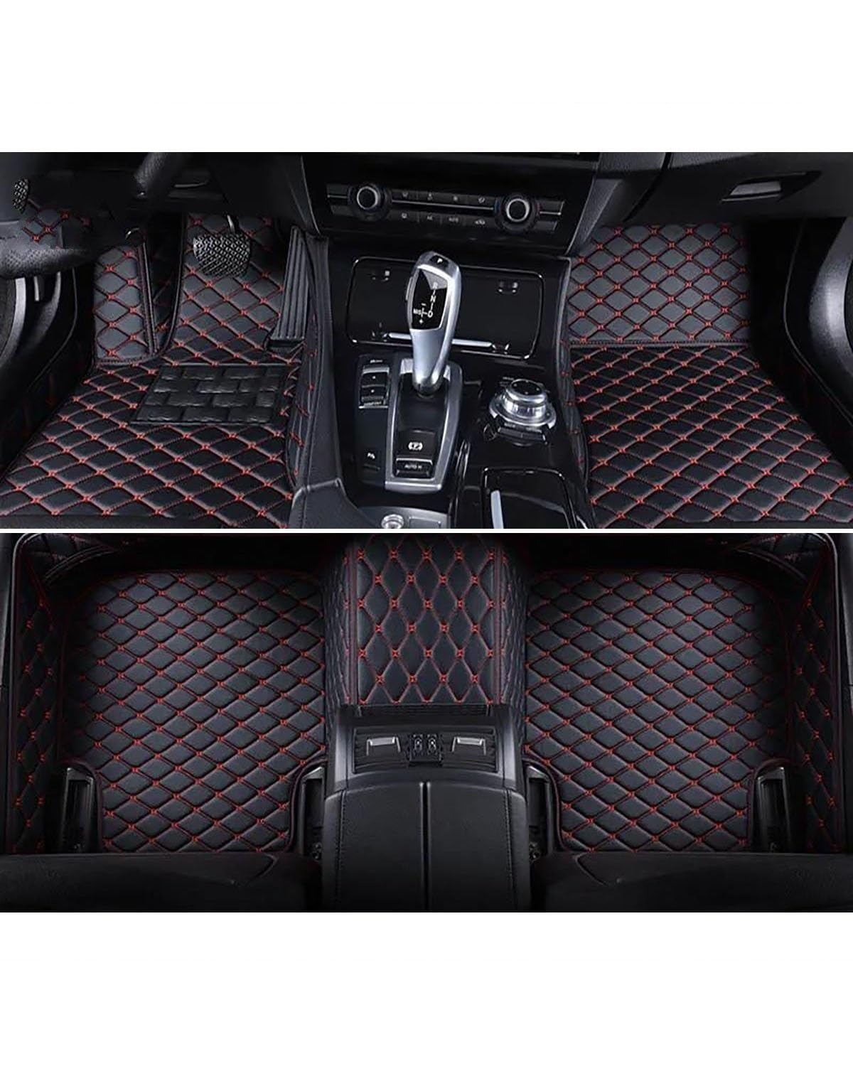 Auto Fussmatte 1Set Auto-Fußmatten Für Benz Für CLK Für C209 Auto Fuß Teppich Auto Fußraum Matten Auto Zubehör Automatten(Black Red) von MLLNPP