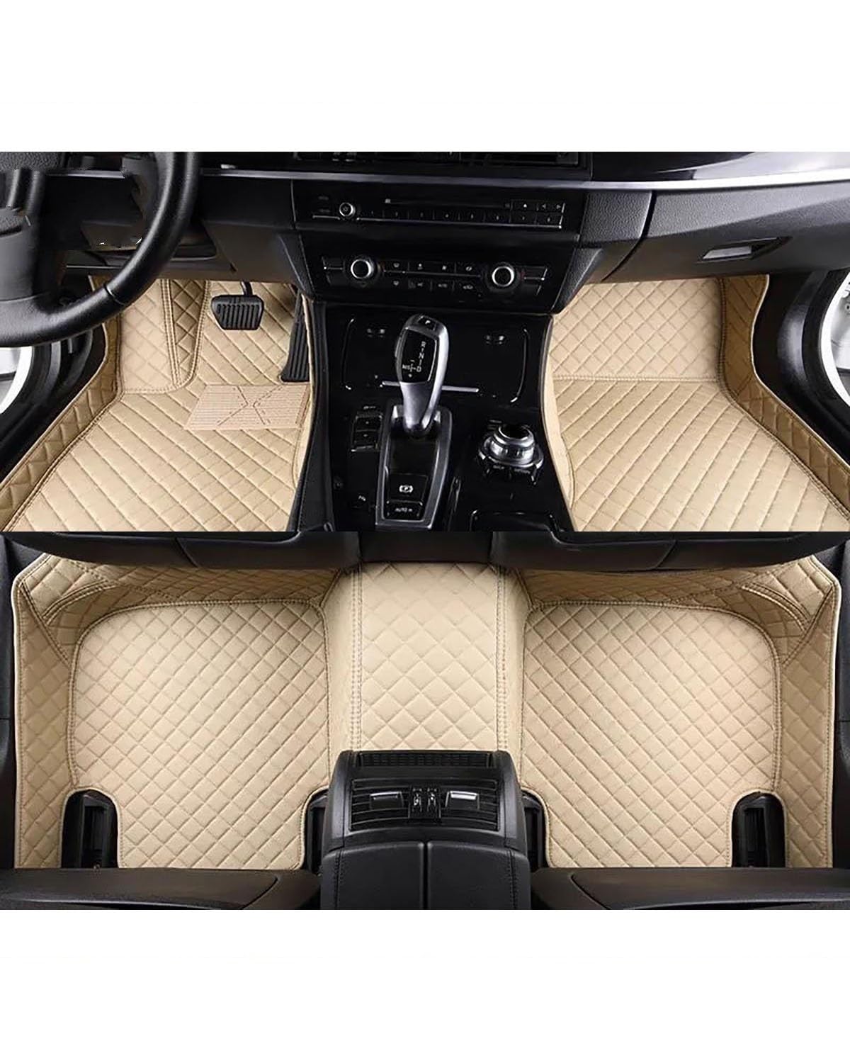 Auto Fussmatte 1Set Auto-Fußmatten Für KIA Für Borrego Für Mohave Auto Fuß Teppich Auto Fußraum Matten Auto Zubehör Automatten(Beige) von MLLNPP