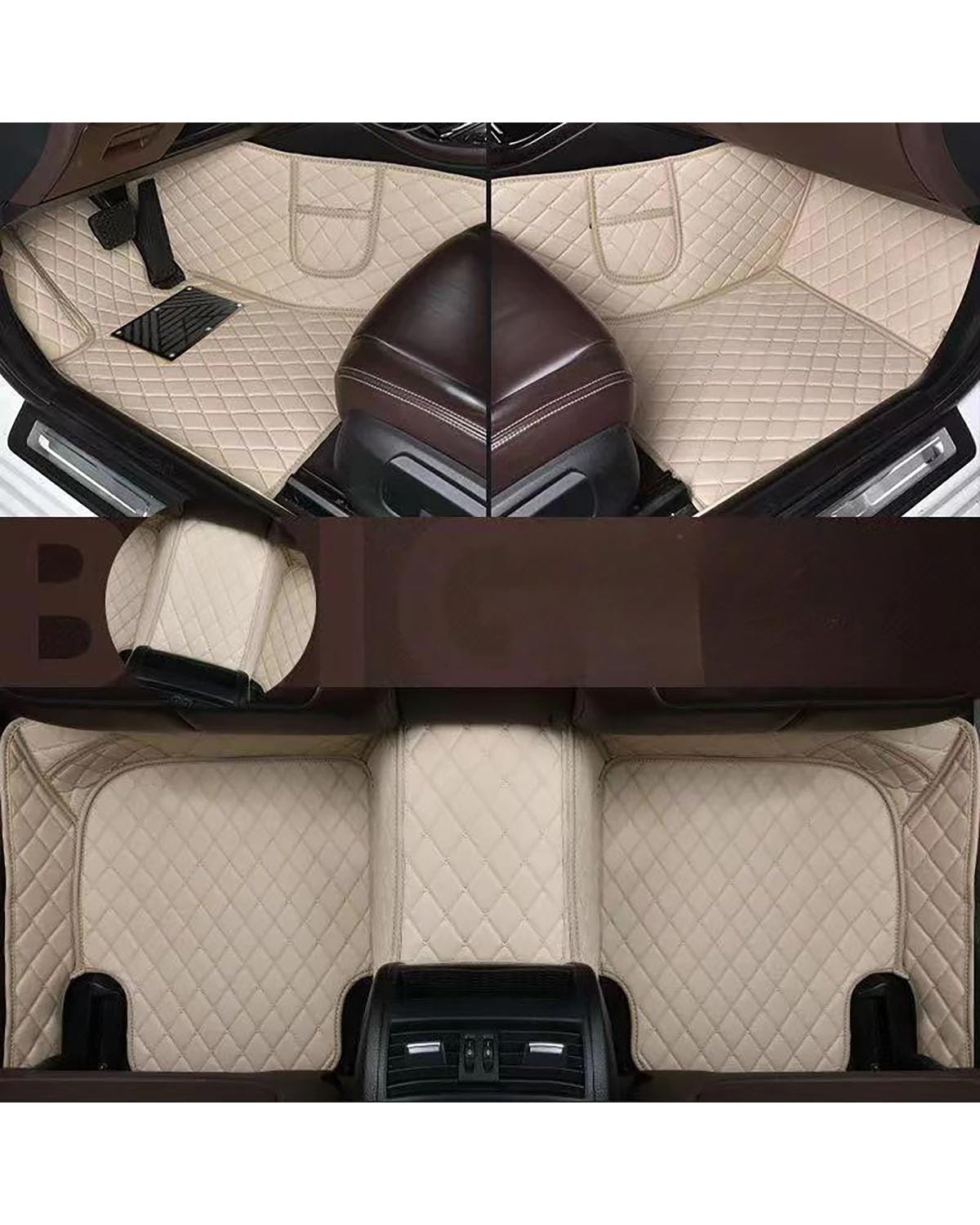 Auto Fussmatte Auto-Fußmatten Für 1er-Serie Für E81 2-Türer Für E82 Für E87 Für E88 Für F20 4-Türer Auto-Teppichzubehör Automatten(Beige,for E88 Convertible) von MLLNPP