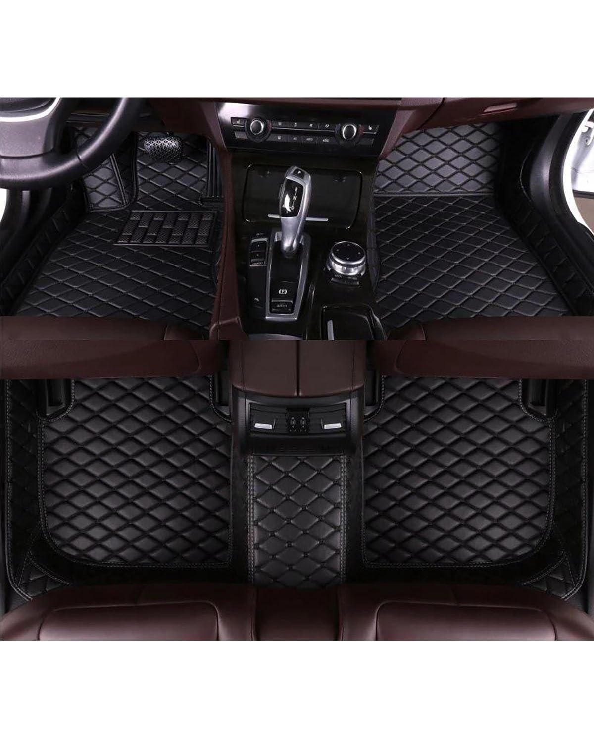 Auto Fussmatte Auto-Fußmatten Für 2er-Serie Für F46 Für Gran Für Tourer 7-Sitzer Autoteppiche Schutzpolster Teppiche Wasserdichter Innenraum Automatten(Black Black Thread) von MLLNPP