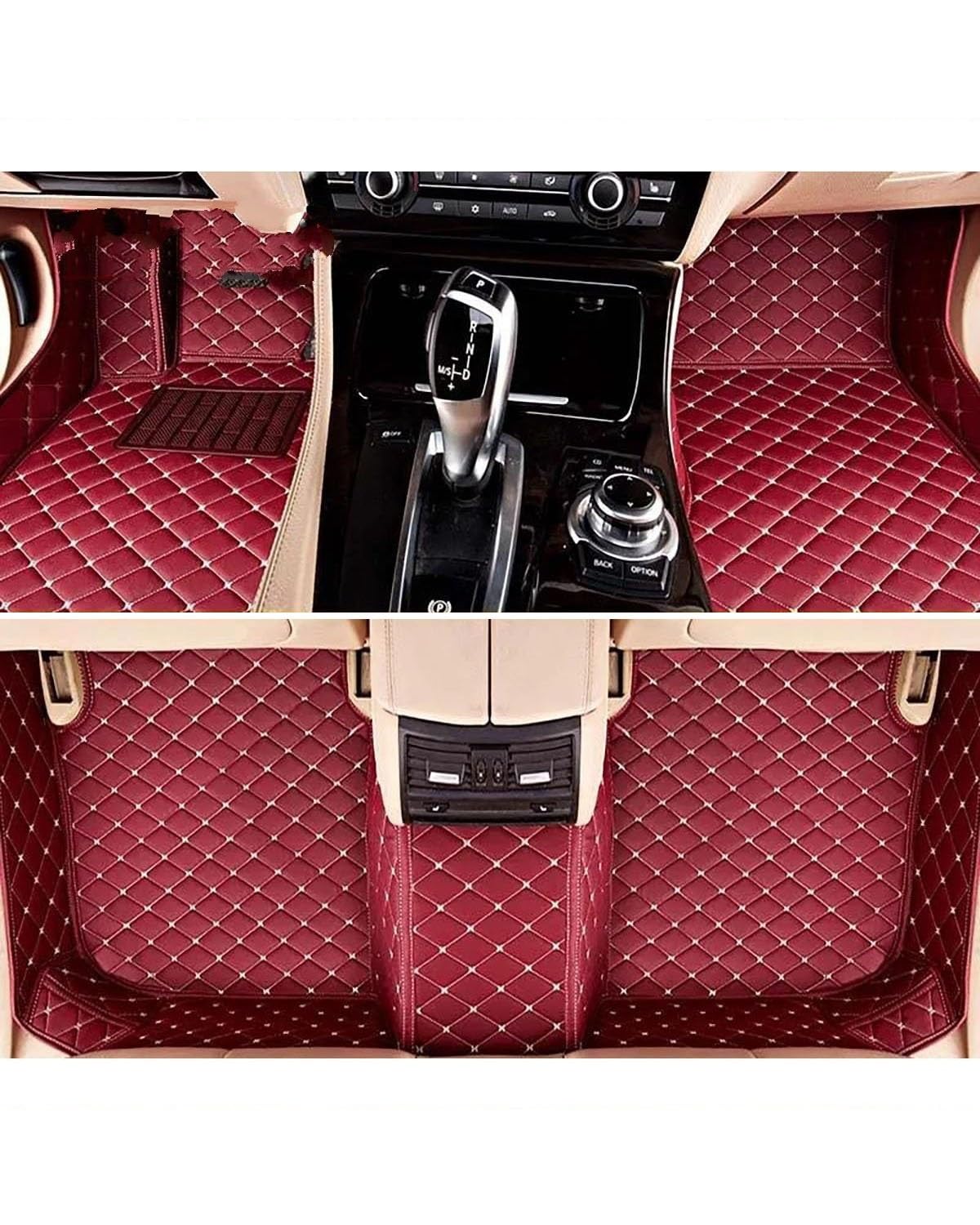 Auto Fussmatte Auto-Fußmatten Für Benz Für GL Für X164 Für X166 2006-2016 Autoteppiche Fuß Coche Auto-Innenausstattung Automatten(Wine red,for GL 2006-2012) von MLLNPP