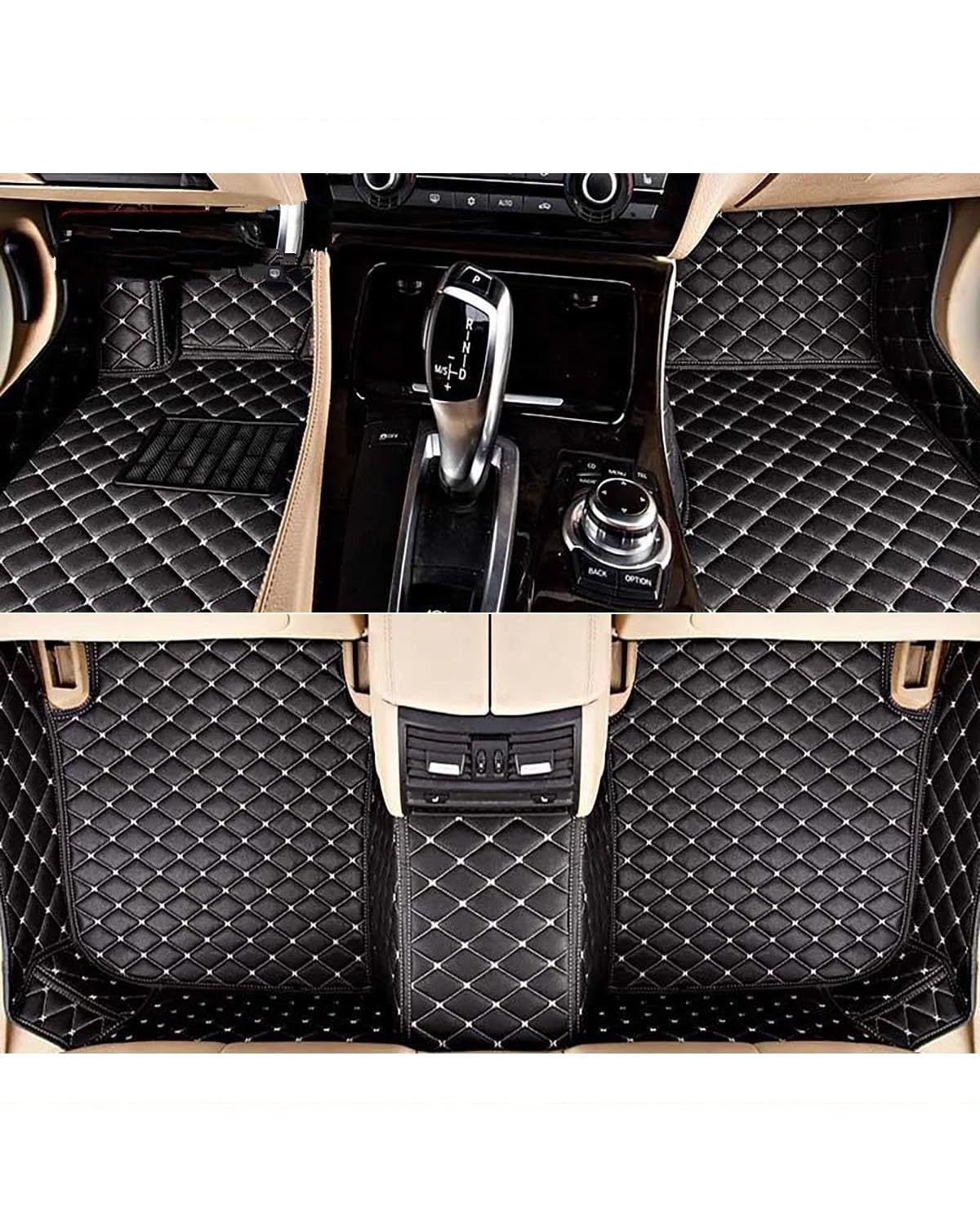 Auto Fussmatte Auto Fußmatten Für Kicks Auto Teppiche Fuß Coche Auto Zubehör Automatten(Black beige) von MLLNPP