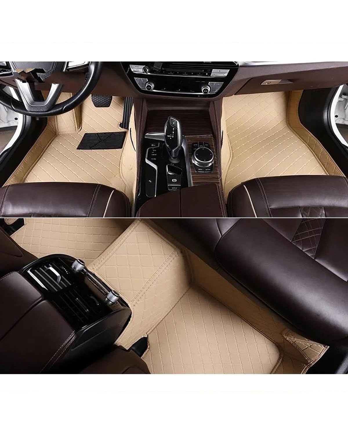 Auto Fussmatte Auto-Fußmatten Für Maserati Für Ghibli 2013 2014 2015 2016 2017 2018 2019–2023 Autoteppiche, Fußmatten Auto-Innenausstattung Automatten(Beige,Rear-Wheel-Drive) von MLLNPP