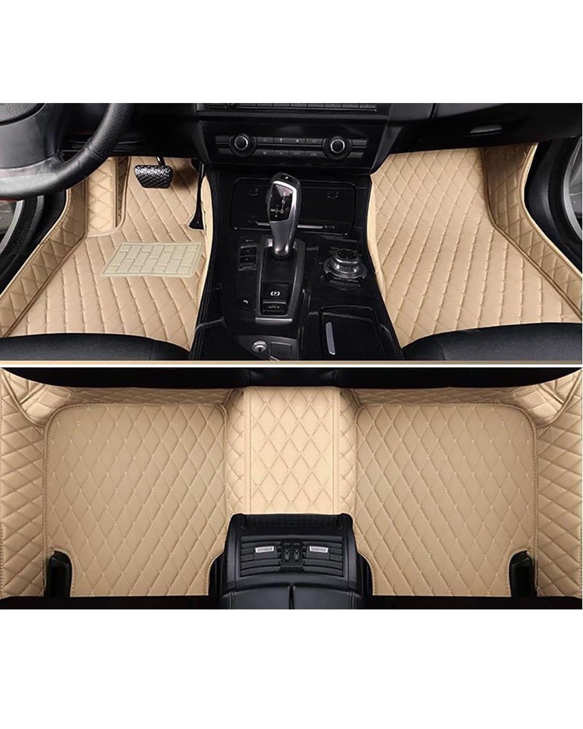 Auto Fussmatte Auto-Fußmatten Speziell Für 5er-Serie Für E39 E60 E61 F10 F11 G30 G31 Auto-Fußpolster Teppich-Innenausstattung Autozubehör Automatten(Beige,03-10 for E60E61) von MLLNPP