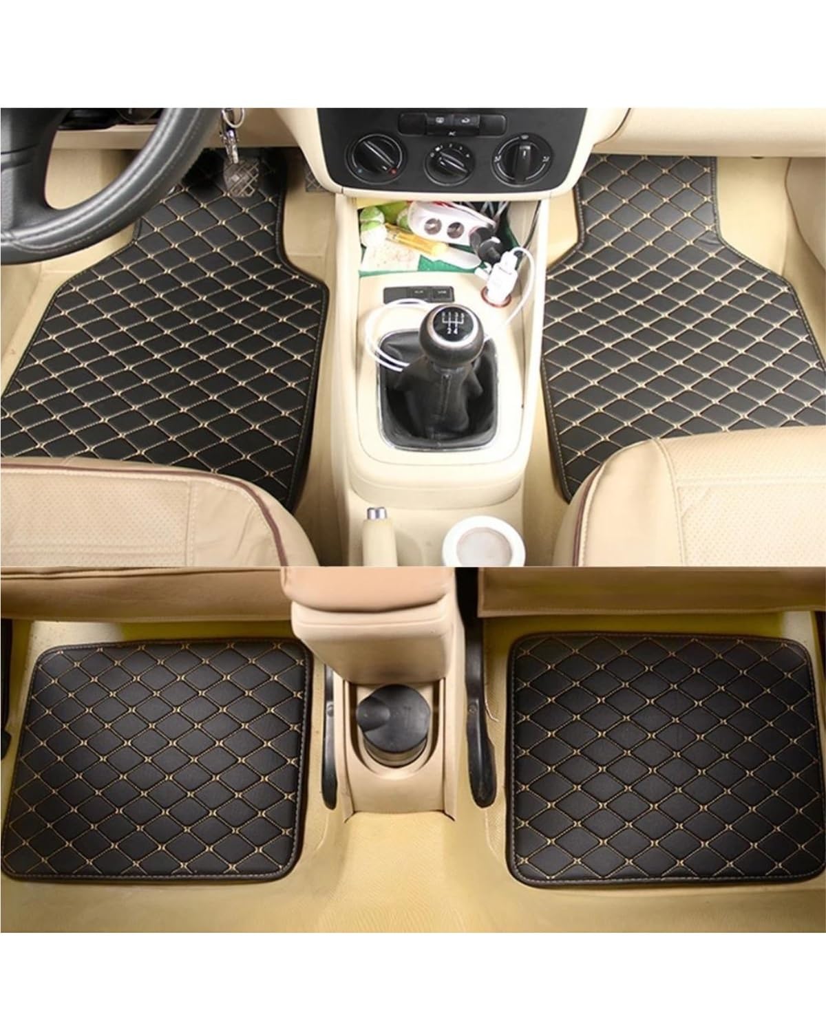 Auto Fussmatte Autoteppiche Für F20 F21 E81 E88 F45 F22 Kombi F22 Coupé F23 Für Cabrio E36 318is Auto-Fußmatten Autoinnenraum Automatten(Black Beige) von MLLNPP