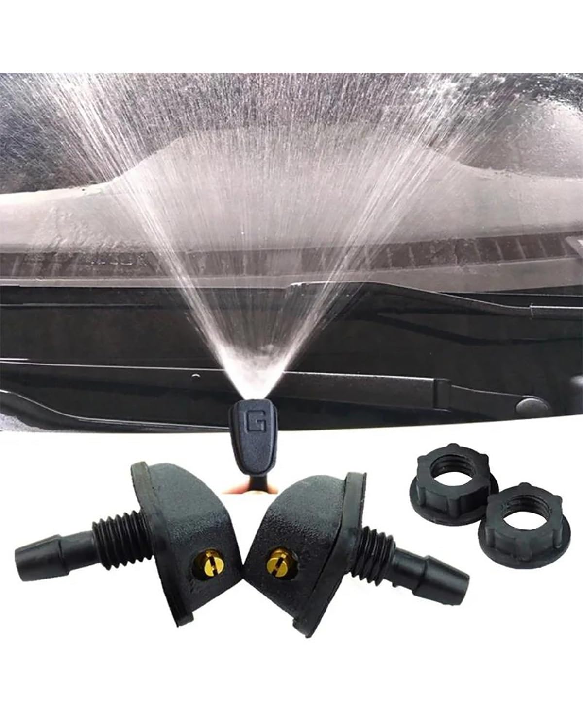 Auto-Scheibenwaschdüse 2 Stück Set Auto Universal Frontscheibenwischer Düse Jet Sprayer Kits Sprinkler Wasser Fan Auslauf Abdeckung Waschmaschine Outlet Einstellung Scheibenwischerdüse von MLLNPP