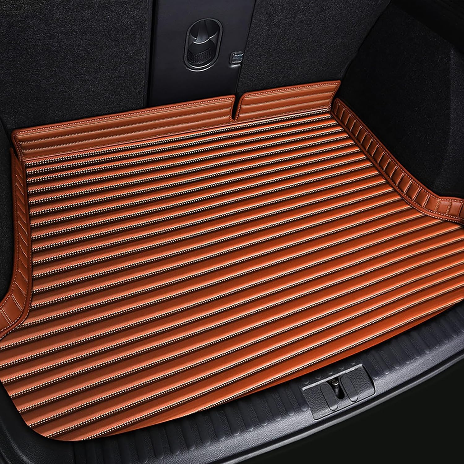 Kofferraummatten Auto Kofferraummatte für Jeep Compass (MK49) I 2006 2007 2008 2009-2015, Leder Antirutschmatte Wasserdicht Kratzfest Kofferraumwanne Schutzmatte,C Brown von MLNBVN