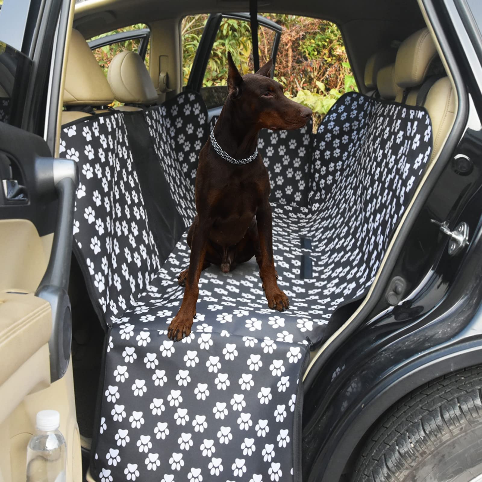 MLQLCKYH Autositzbezug für Hunde für die Rückbank, 100% wasserdichter Autositzbezug für Hunde, kratzfester Hundehängematten-Sitzschutz mit Netzfenster für SUVs, Hundesitzbezug für LKWs (schwarz) von MLQLCKYH