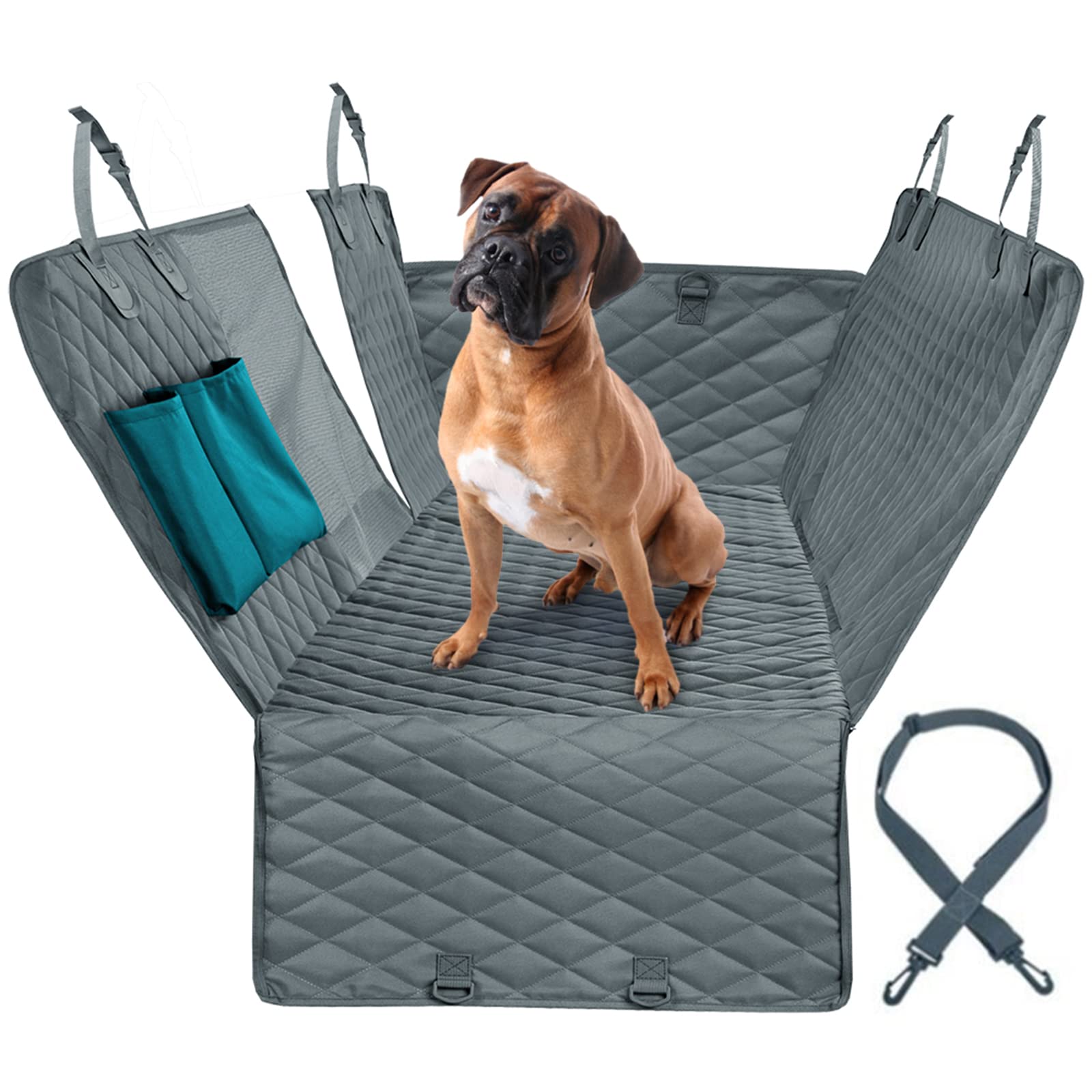 MLQLCKYH Autositzbezug für Hunde mit Netzfenster, Hundehängematte fürs Auto mit Aufbewahrungstasche, wasserdichter Sitzschutz, kratzfester Autositzschutz für Haustiere für Autos, LKWs, SUVs (grau) von MLQLCKYH