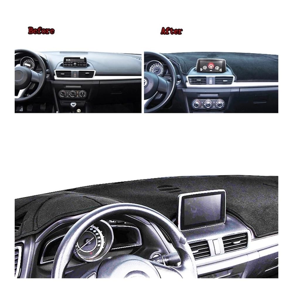 Auto Dashboard Abckung Matte Armaturenbrett Abdeckung Matte Pad Dashmat Sonnenschirm Teppich Auto Für Maz&da 3 M3 Axela BM BN 2013 2014 2015 2016 2017 2018(With HUD LHD) von MLTLKPPVNG