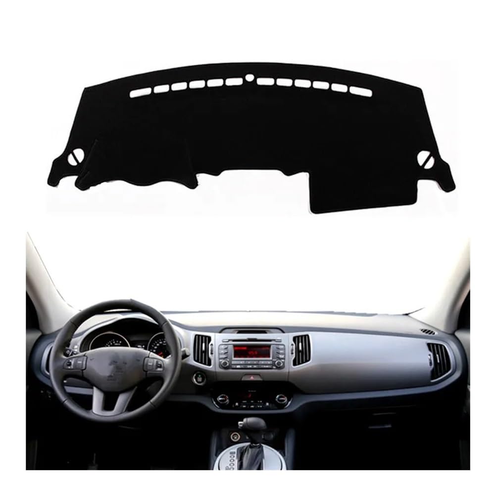 Auto Dashboard Abckung Matte Armaturenbrett Abdeckung Matte Teppich Sonnenschutz Schützen Teppich Kissen Auto Für Kia Für Sportage R 2011 2012 2013 2014 2015(Left Hand Drive,Black Edge) von MLTLKPPVNG