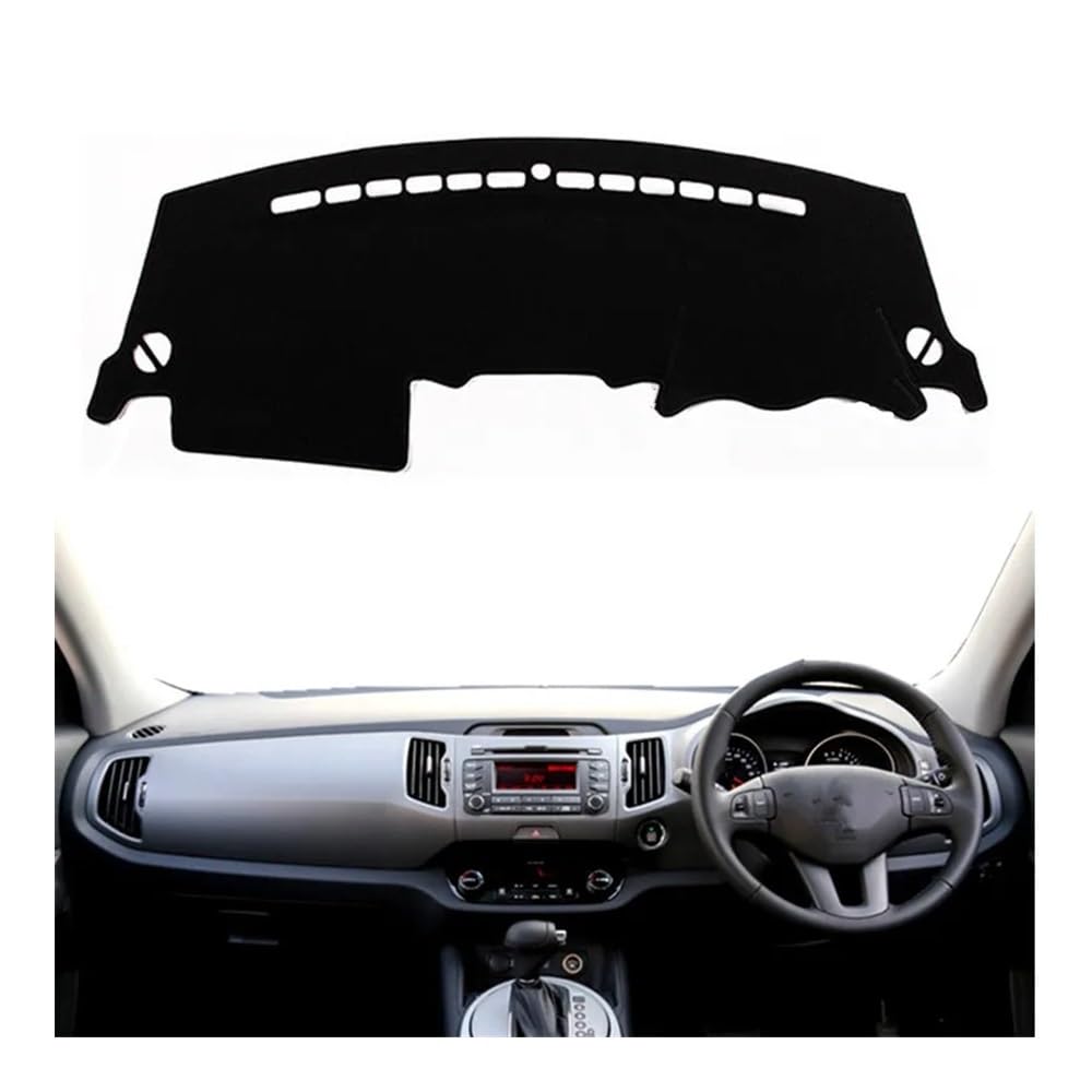 Auto Dashboard Abckung Matte Armaturenbrett Abdeckung Matte Teppich Sonnenschutz Schützen Teppich Kissen Auto Für Kia Für Sportage R 2011 2012 2013 2014 2015(Right Hand Drive,Black Edge) von MLTLKPPVNG