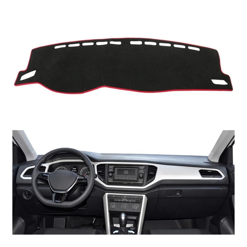 Auto Dashboard Abckung Matte Armaturenbrett-Abdeckungsmatte Dash-Sonnenschutz-Teppich Für V&W Für T-ROC Für TROC 2017 2018 2019 2020 2021 2022 2023(Left Hand Drive,Red Edge) von MLTLKPPVNG