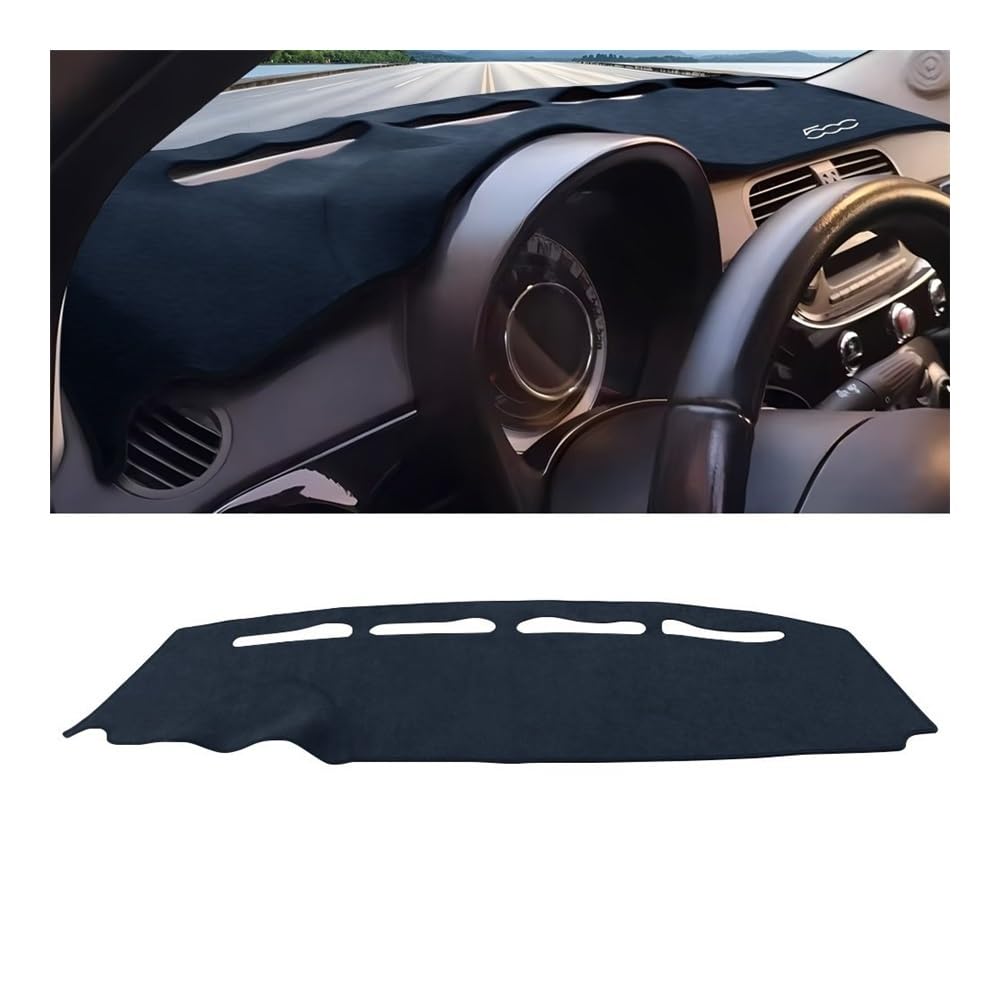 Auto Dashboard Abckung Matte Auto-Armaturenbrett-Abdeckung Instrumententafel Vermeiden Sie Lichtpolster Rutschfeste Schutzteppiche Für Fiat 500 500C 500e 2007–2022 2023 2024(LHD Black) von MLTLKPPVNG