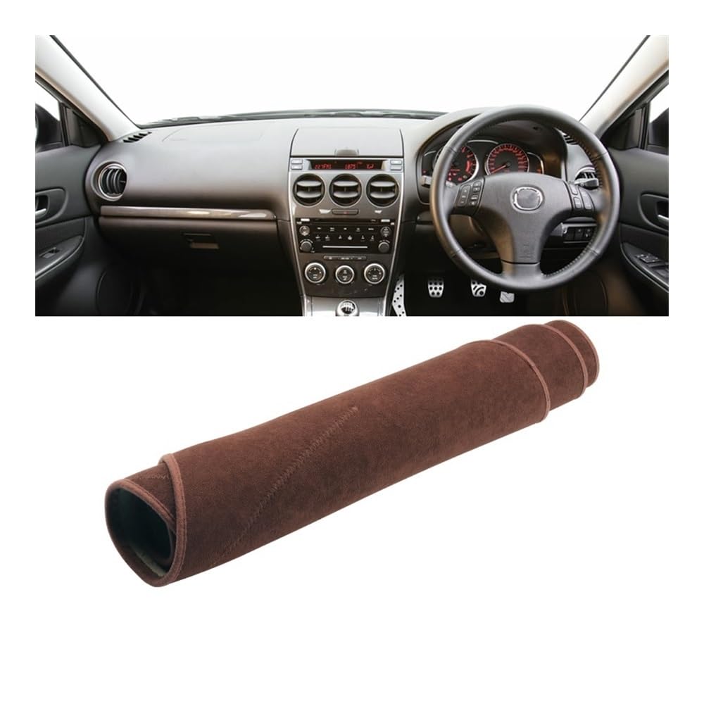 Auto Dashboard Abckung Matte Auto-Armaturenbrett-Abdeckung Vermeiden Sie Lichtpolster Rutschfeste Teppiche Schutzhülle Für Maz&da 6 GG 2002 2003 2004 2005 2006 2007(B RHD Brown) von MLTLKPPVNG