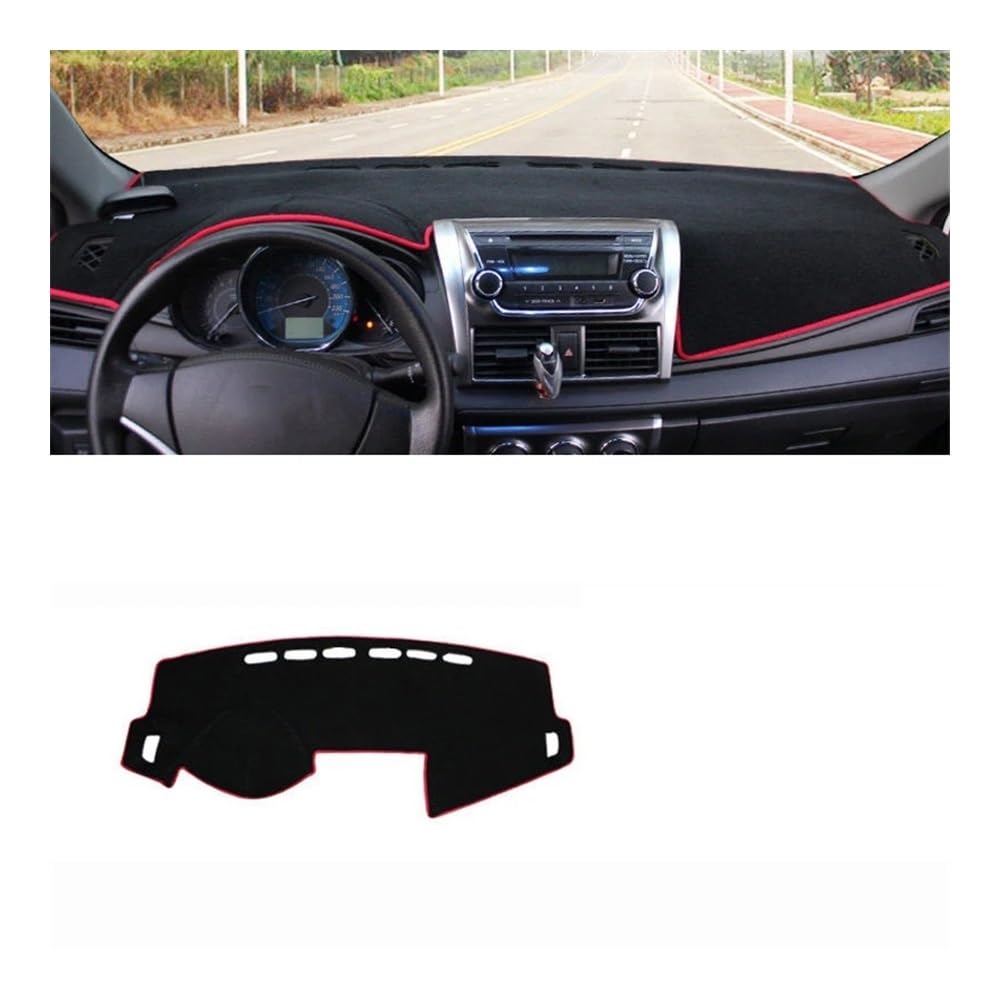 Auto Dashboard Abckung Matte Auto Armaturenbrett Vermeiden Licht Pad Instrument Plattform Schreibtisch Abdeckung Matten Teppiche LHD Für Toy&ota Für YARIS L 2014 2015(LHD Red Side) von MLTLKPPVNG