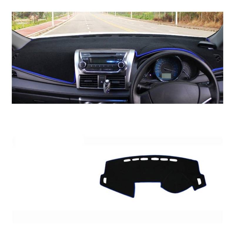 Auto Dashboard Abckung Matte Auto Armaturenbrett Vermeiden Licht Pad Instrument Plattform Schreibtisch Abdeckung Matten Teppiche LHD Für Toy&ota Für YARIS L 2014 2015(RHD Blue Side) von MLTLKPPVNG