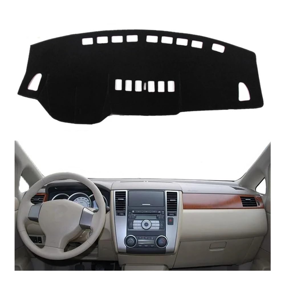 Auto Dashboard Abckung Matte Auto Dashboard Abdeckung Dashmat Matte Pad Sonnenschutz Instrument Teppich Für N&issan Für Versa Tiida C11 2007 2008 2009 2010 2011(Left Hand Drive,Black Edge) von MLTLKPPVNG