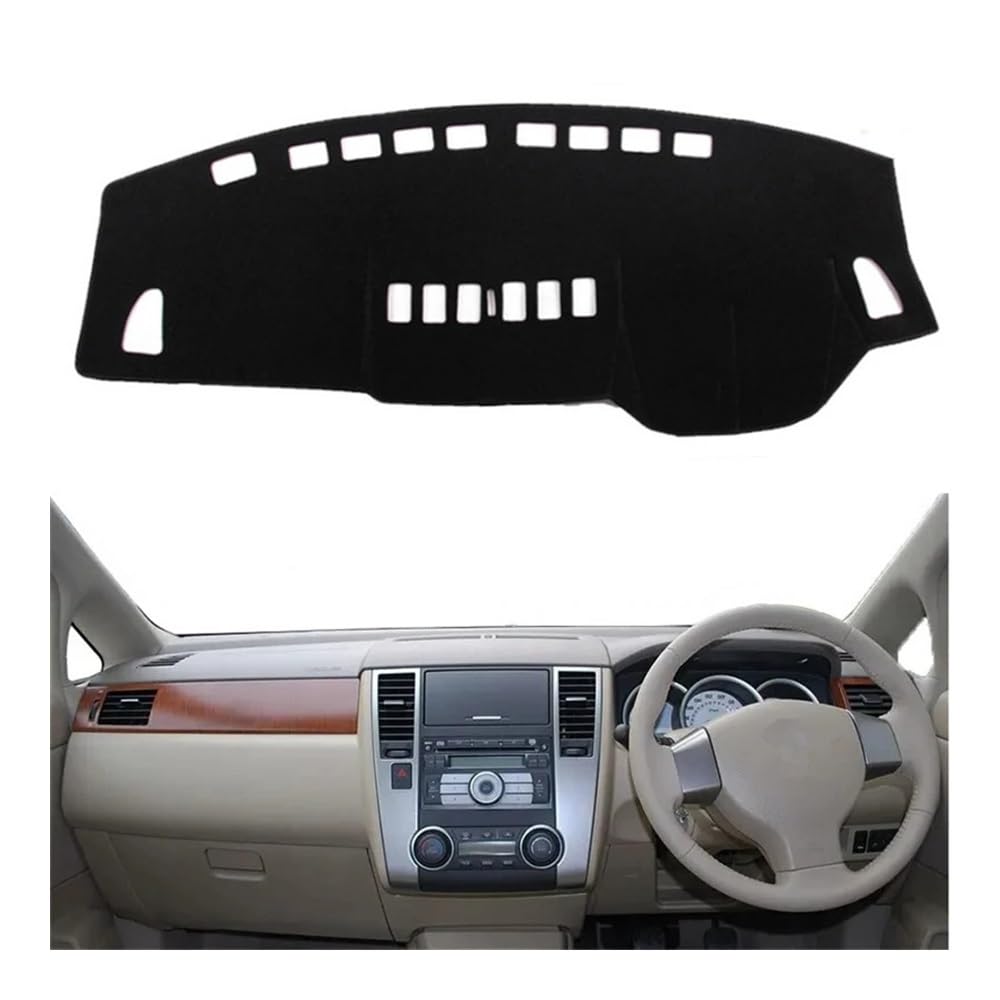 Auto Dashboard Abckung Matte Auto Dashboard Abdeckung Dashmat Matte Pad Sonnenschutz Instrument Teppich Für N&issan Für Versa Tiida C11 2007 2008 2009 2010 2011(Right Hand Drive,Black Edge) von MLTLKPPVNG