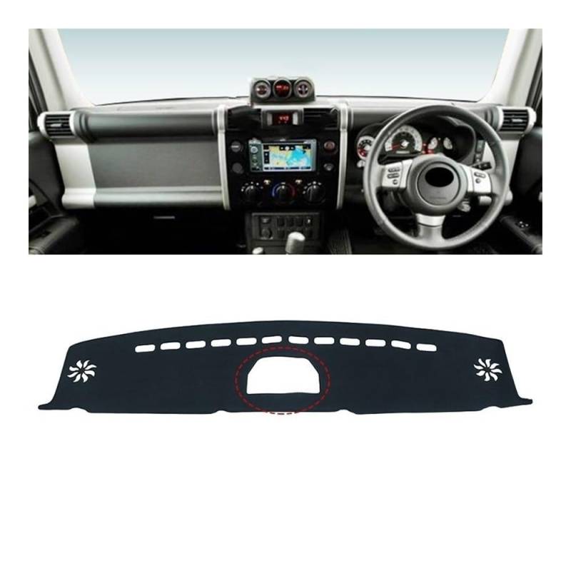 Auto Dashboard Abckung Matte Auto Dashboard Abdeckung Instrument Panel Teppiche Für Toy&ota Für FJ Cruiser 2006-2013 2014 2015 2016 2017 2018 2019 2020 2021 2022 2023(With NAV Black RHD) von MLTLKPPVNG