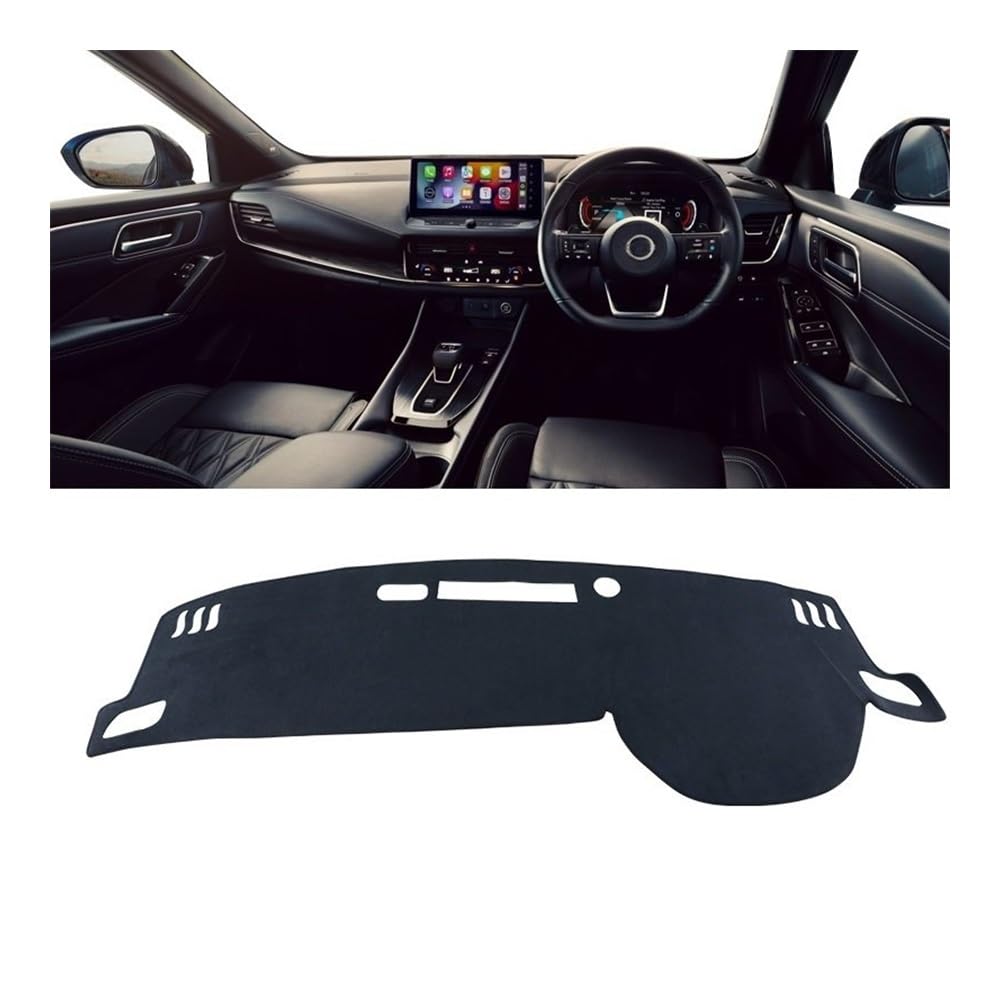 Auto Dashboard Abckung Matte Auto Dashboard Abdeckung Instrument Panel Teppiche Sonnenschutz Matten Vermeiden Licht Anti-Slip Pad Für N&issan Für Qashqai J12 2021 2022 2023 2024(B RHD Black) von MLTLKPPVNG