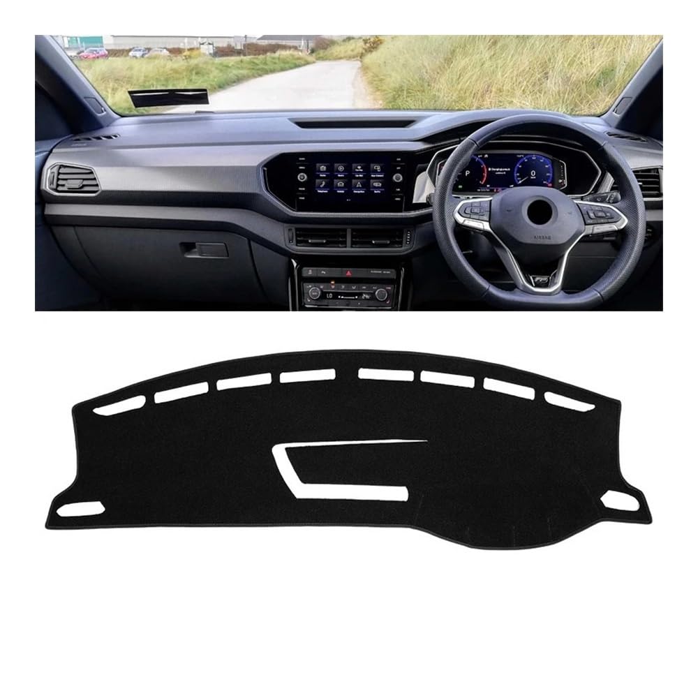 Auto Dashboard Abckung Matte Auto Dashboard Abdeckung Instrument Panel Teppiche Vermeiden Licht Schutz Pad Für V&W Für T-Kreuz Für TCross 2019 2020 2021 2022 2023(A Black Side RHD) von MLTLKPPVNG